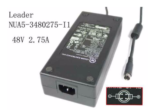LEI / Leader NUA5-3480275-I1 AC Adapter 48V 2.75A, 4P P12=V , C14, New